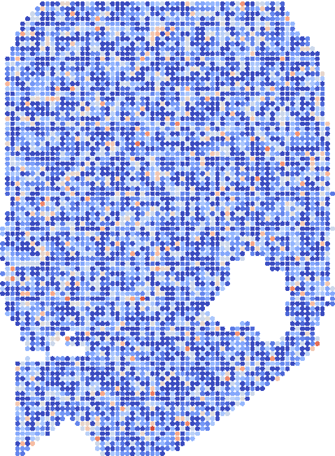 Gene-expression heatmap emerging through a diffusion denoising process